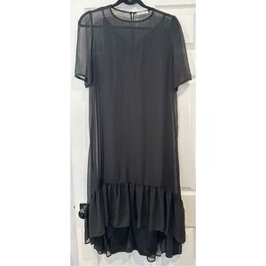 All:Row Black High-Low Chiffon Dress with slip